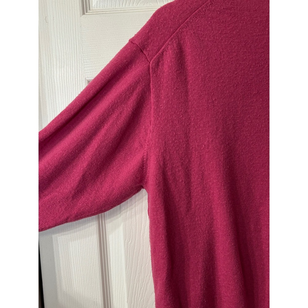 UNIQLO Wool V Neck Sweater Magenta Pink Dolman Sleeve Women‎ XL - Picture 3 of 5